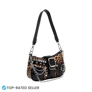 Y2K Star Embroidery Mini Chain Hobo Shoulder Bag PU Leather Handbag Purse